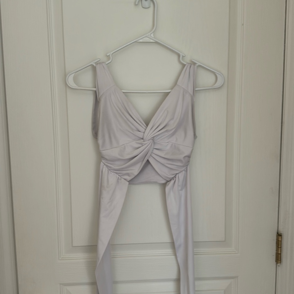 White crop top with tie